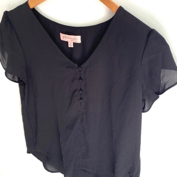 Philosophy black cap ruffled sleeves Blouse, Size S - Picture 7 of 7